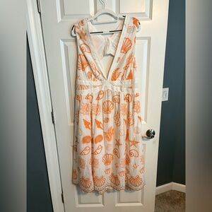 Maeve Embroidered Shell Midi Sundress Plus size